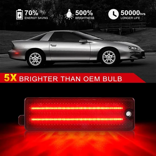 Miniatura 8 de Luz de Marcador Lateral Trasero LED Compatible con Chevy Camaro 1993-2002 Lente Ahumada Luz Roja Trasera Enchufe y Funciona, Impermeable