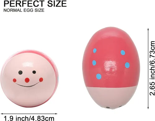 Miniatura 3 de 12 piezas de maracas de huevo de madera, instrumentos de percusión musicales de mano Multicolor 12 piezas