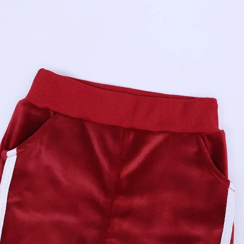 Miniatura 5 de MYGBCPJS Conjunto deportivo de terciopelo de 2 piezas para niños y niñas, sudadera con capucha de manga larga + pantalones deportivos con cintura