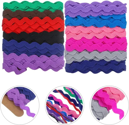 Miniatura 5 de EXCEART Cinta curvada Rick Rack de 6 yardas con borde ondulado, 0.315 in, costura para manualidades, accesorios de ropa, vestido, saris, blusas