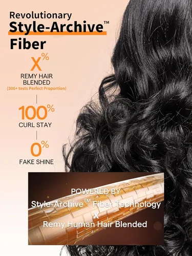 Miniatura 6 de GORGIUS Pelucas negras con flequillo, peluca ondulada larga de color negro natural sin pegamento para mujer, hecha con tecnología de archivo: fibra