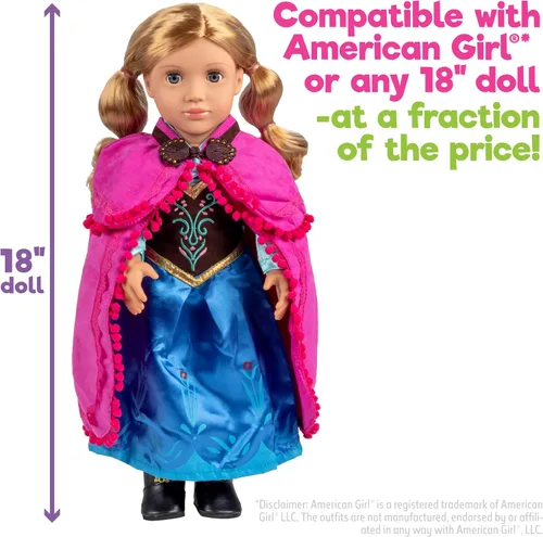 Miniatura 3 de Conjunto inspirado en la película Anna Frozen, 3 piezas, ropa y accesorios para muñecas de 18 pulgadas compatibles con muñecas American Girl, juego