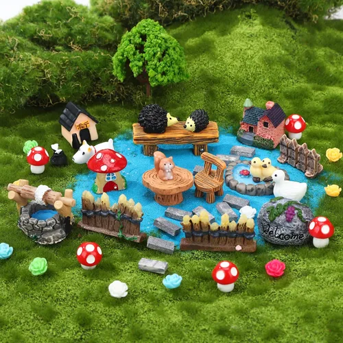 Miniatura 13 de 20 accesorios de jardín de hadas, adornos de jardín en miniatura, decoración de paisaje, mini figuras de hadas, juego de plantas de animales