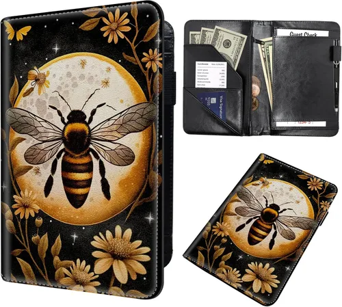 Miniatura 37 de Server Book,Waitress Book,5x9 Inch Server Books for Waitress & Waiter, Cute PU Leather Serving Book Guest Check Presenters Organizer with Zipper