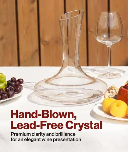 Miniatura 3 de Le Chateau - Jarra de vino grande y elegante de cristal con aireador – Decantador de vidrio de 750ml – Jarra de cristal transparente soplada a mano