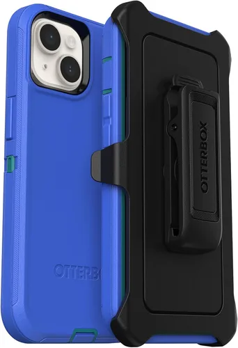 Miniatura 9 de OtterBox Funda de la serie Defender para iPhone 14 Plus - Negro, resistente y duradera, con protección de puerto, incluye clip de funda y soporte