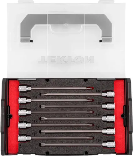Miniatura 8 de TEKTON Juego de llaves de vaso cuadrado triple largo de 3/8 pulgadas con mini caja de herramientas de apilamiento, 8 piezas (M4 - M12) SHB91705