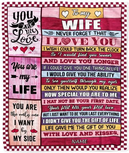 Miniatura 17 de Manta personalizada con texto en inglés «To My Wife from Husband When I Tell You I Love You Wife», manta de forro polar personalizada