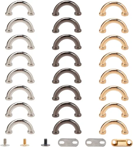 WADORN 24 juegos de hebillas de conector de anillo en D de metal para bolsa, puente de arco de 3 colores, hebilla de anillo D, conector de cadena