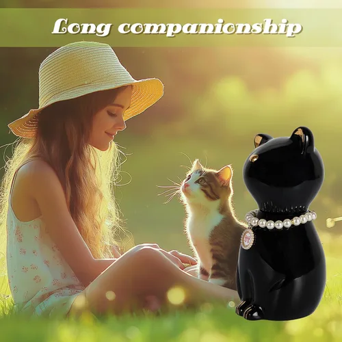Miniatura 8 de Urnas de gato para cenizas, elegante recuerdo de cremación de mascotas, urnas funerarias, urna negra para mascotas, caja conmemorativa con collar