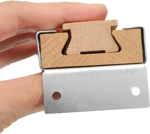 Miniatura 5 de uxcell 2 juegos de correderas de madera para cajones con soporte deslizante de metal, guía central de madera clásica, kit de repuesto de rieles