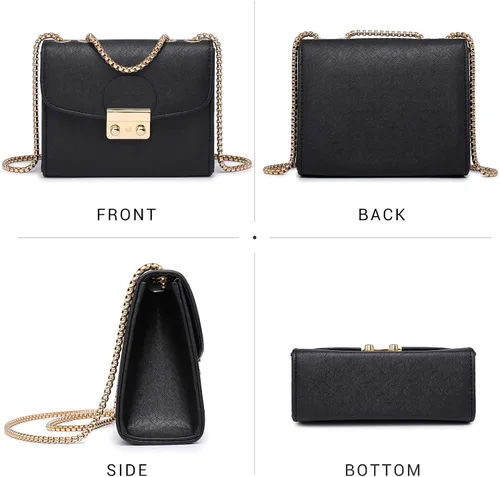 Miniatura 3 de Dasein Bolso cruzado pequeño para mujer bolso de noche de diseñador bolso de mano para boda baile de graduación fiesta con correa de doble cadena
