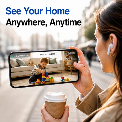 Miniatura 5 de Cámara de Seguridad Interior Panorámica/Inclinable de 3MP, WiFi 5G Cámaras Domésticas Giratorias 360° para Monitor de Bebé/Cámara de Mascotas