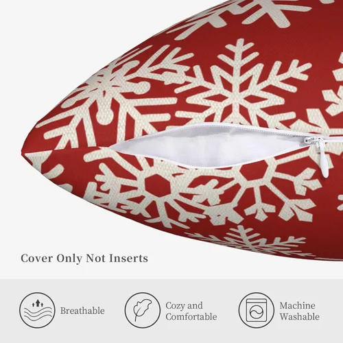 Miniatura 6 de Fundas de almohada navideñas de 20x20 pulgadas Juego de 2 Fundas de almohada con diseño de copo de nieve Decoración navideña Fundas de almohada