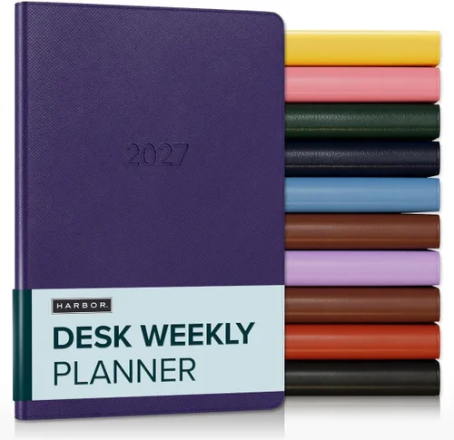 Miniatura 86 de Harbor Agenda semanal y mensual grande 2025-2026 – Agenda con calendario y cuaderno, piel sintética duradera, 192 páginas, tapa blanda