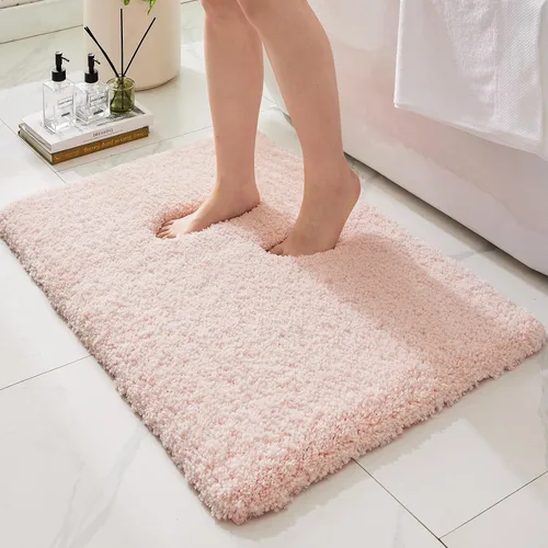 Miniatura 37 de Alfombras de baño antideslizantes, lavables, ultra gruesas, suaves, de microfibra absorbente, de látex de espuma de alta densidad, con respaldo Beige