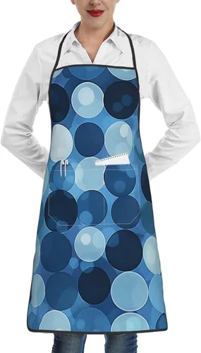Patrón de lunares azules – Delantal impermeable, con 2 bolsillos para hombres y mujeres, para cocina, cocina, jardinería, pintura, hornear,