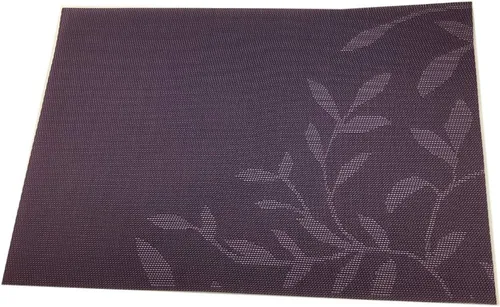 Miniatura 6 de Juego de 6 manteles individuales de PVC, juego de 6 manteles individuales de vinilo tejido de PVC, color natural (6 piezas, hojas moradas)