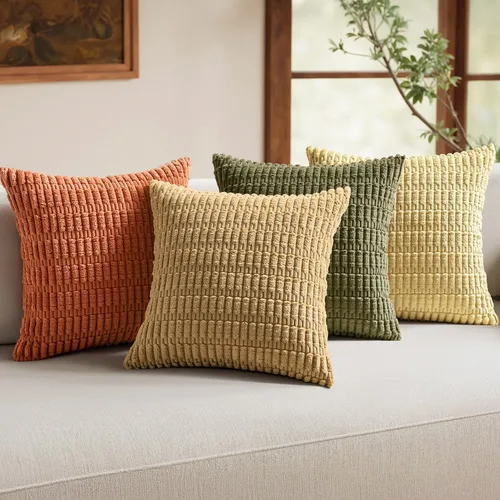 MIULEE Juego de 4 fundas de almohada decorativas de pana estilo bohemio de primavera de 18 x 18 pulgadas para sofá, sala de estar, sofá y cama,