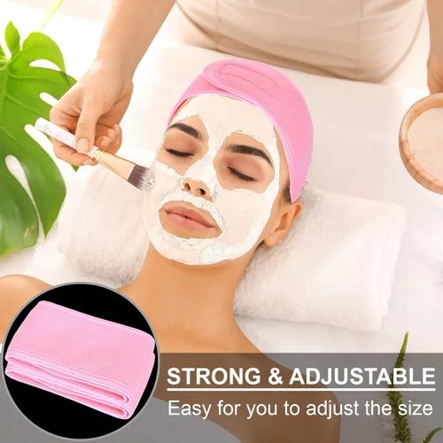 Miniatura 4 de Whaline Diademas faciales de spa, 3 piezas, diadema de tela de toalla suave y ajustable para lavado de cara, ducha, cubierta facial, yoga