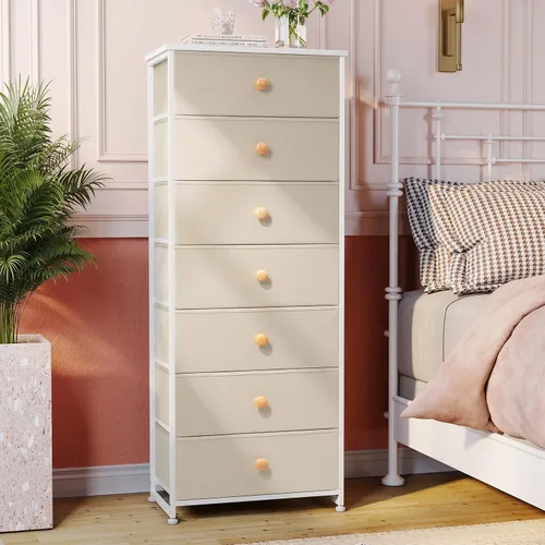 Miniatura 7 de Crestlive Products Cajonera alta, torre de almacenamiento de 7 cajones de tela, cómodas - Unidad organizadora vertical para dormitorio, pasillo