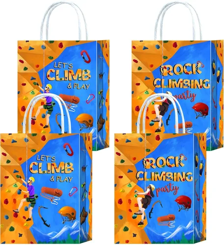 16 bolsas de golosinas de escalada en roca para suministros de fiesta de cumpleaños, aperitivos de regalo, dulces con asas para niños y adultos,