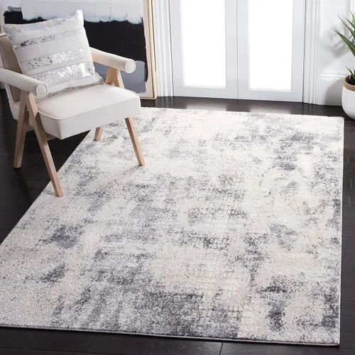 Miniatura 4 de SAFAVIEH Aston Collection ASN704N - Alfombra redonda de 3 pies, color azul marino/gris, moderna, abstracta, no desprende pelusa, para comedor