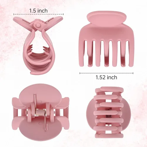 Miniatura 5 de DEEKA Clips de cabello pequeñas con garras para cabello fino, paquete de 4, fila doble de dientes, 4 cm de diámetro, tamaño mediano, mate