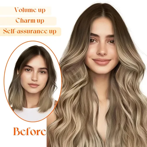 Miniatura 6 de Sunny Hair - Extensiones de cabello humano con banda invisible, color marrón a marrón claro con rubio medio (#3/8/22), 12 pulgadas