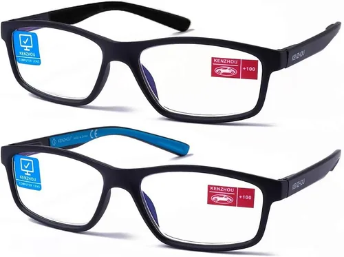Miniatura 2 de K KENZHOU Paquete de 2 lentes de lectura para hombres/mujeres, mujeres, lectores, lentes de computadora con bloqueo azul, protección UV, reduce