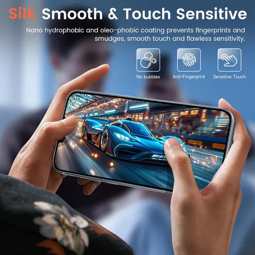 Miniatura 7 de Fotbor Protector de pantalla de privacidad para iPhone 13 Pro con protector de lente de cámara [2 + 2 unidades], con kit de fácil instalación