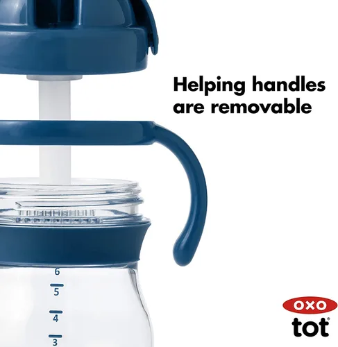 Miniatura 3 de OXO Tot Transitions Vaso con Pajita con Asas 6 oz - Azul Marino - Paquete de 2