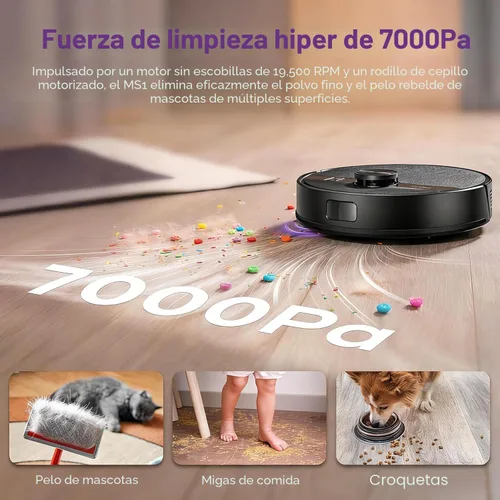 Miniatura 2 de MONSGA Combo robot de aspiradora y trapeador, aspiradora robótica de 7000 Pa con navegación Lidar, tiempo de funcionamiento de 180 minutos