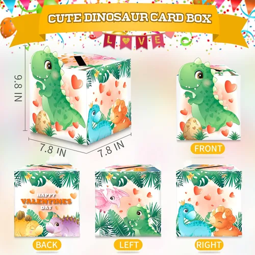 Miniatura 2 de algtpy - Caja de San Valentín con 36 tarjetas de dinosaurio de San Valentín para aula, escuela, buzón de San Valentín para intercambio, tarjetas