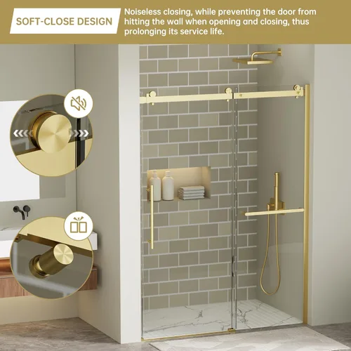 Miniatura 2 de Findepot 44-48" W x 75" H Frameless Sliding Shower Door, Shower Glass Door with 1/4" Thick Tempered Glass, Explosion-Proof Film, Easy to Clean