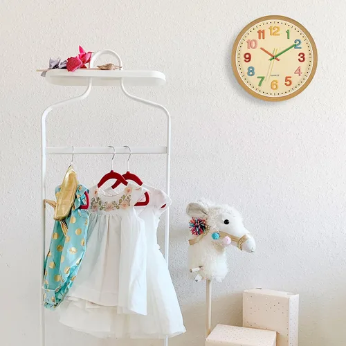 Miniatura 8 de Foxtop Reloj de pared silencioso para niños, funciona con pilas, sin tictac, reloj colorido para niños, para aula, sala de juegos, habitación