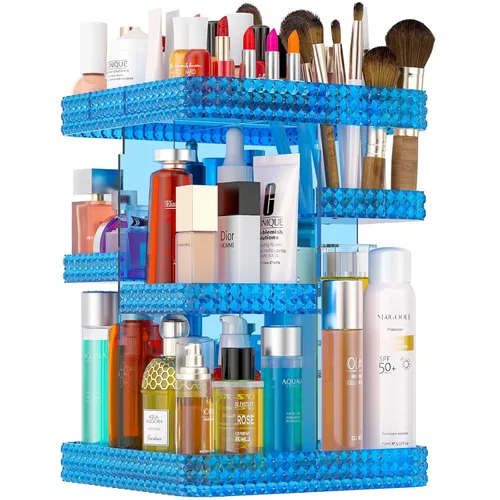 Miniatura 10 de Organizador de maquillaje giratorio de 360°, organizador de perfumes de gran capacidad, almacenamiento de cosméticos, tocador, encimera, se adapta a
