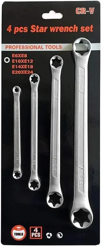 Miniatura 2 de Juego de llaves de caja TRX-Star E-Torx de 4 piezas, E6 E8 E10 E12 E14 E18 E20 E24 Torx Juego de llaves Torx, juego de llaves de doble extremo