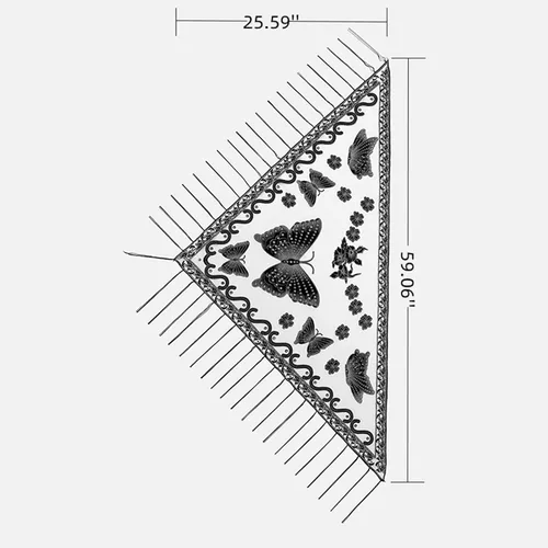 Miniatura 5 de Chales y envolturas elegantes con estampado de mariposas para vestidos de noche, chal triangular, chal con flecos, capa de noche