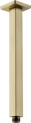 Miniatura 19 de Brazo de ducha de oro cepillado con brida de 6 pulgadas de acero inoxidable recto superior de lluvia cabezal de ducha de extensión de tubo cuadrado