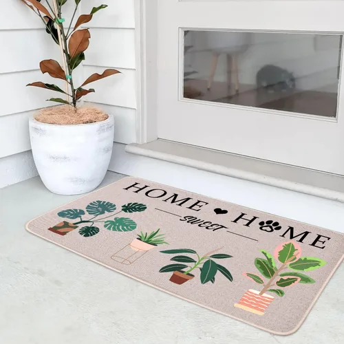 Miniatura 2 de Home Sweet Home Plants - Tapete para puerta de 17 x 29 pulgadas, tapete de bienvenida para primavera y verano, antideslizante, para interiores