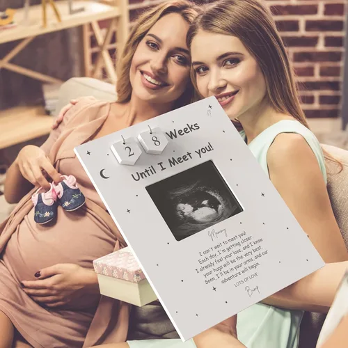 Miniatura 3 de Marco de Fotos de Ecograma con Cuenta Regresiva de Semanas - Letrero de Bienvenida para Baby Shower - Foto de Ultrasonido Estándar de 4"x3" - Ideas