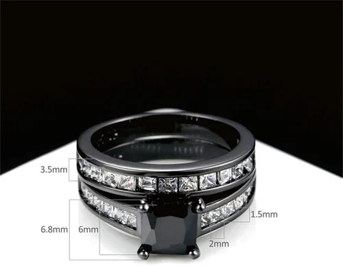 Miniatura 4 de Ai.Moichien - Anillos de compromiso de topacio negro para mujer, resistente al desgaste, estilo vintage, joyería de boda