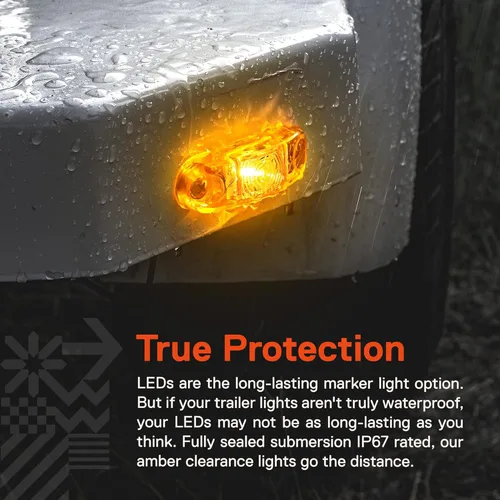 Miniatura 5 de TRUE MODS - Kit de 2 luces marcadoras LED ámbar de 2.5 pulgadas para remolque [DOT FMVSS 108] [SAE P2] [Montaje en superficie] [Impermeable IP67]