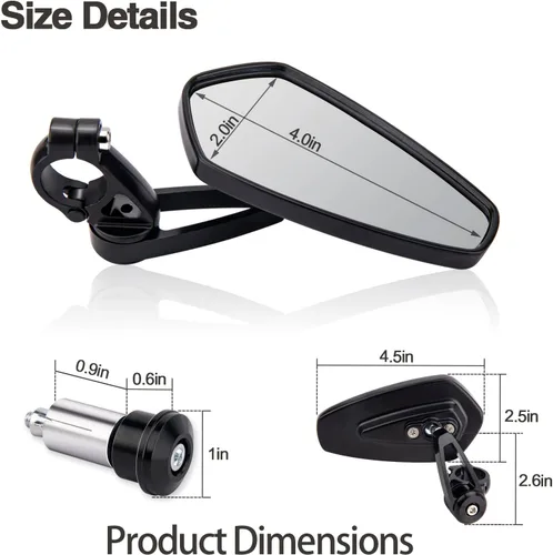 Miniatura 2 de Espejos de extremo de barra de motocicleta compatibles con Honda GROM MSX125 Kawasaki Z650 Z125 Z900 Z750 SV650 Yamaha MT-07 MT-03 MT-09 MT-10 FZ09