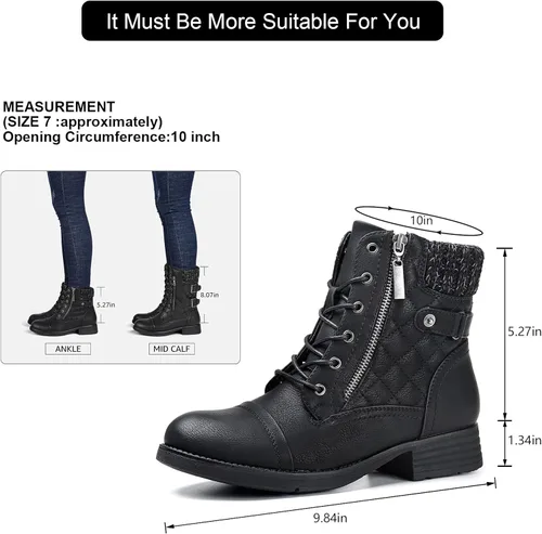 Miniatura 6 de STQ Botas de combate con cordones para mujer