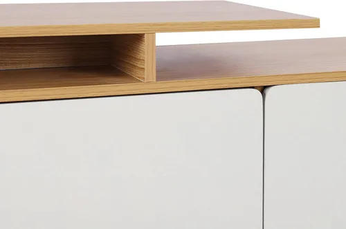 Miniatura 5 de Gdrasuya10 Soporte de TV de 47.2 pulgadas, moderno mueble de TV de estilo rural, consola de TV de perfil bajo, estante ajustable de mediados