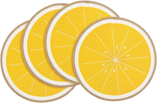 Miniatura 13 de Zupro Juego de 6 manteles individuales redondos trenzados de 15 pulgadas, resistentes al calor, antideslizantes, lavables, para cocina, mesas