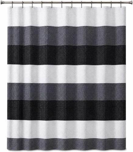 Miniatura 12 de Dainty Home Cortina de ducha de tejido Waffle en degradado azul agua - 70" x 72" - Cortina de ducha de mezcla de poliéster resistente al agua - La