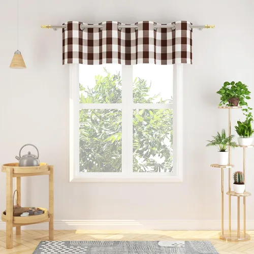 Miniatura 65 de Cortinas de 24 pulgadas de largo con diseño Buffalo Check Gingham Plaid para ventanas de cocina y baño, tratamiento para ventanas con 2 paneles